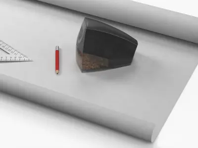 Drafting Workspace with Triangle and Pencil Sharpener 3D model