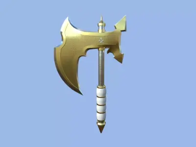 Medieval Battle Axe 10 Golden Luxury - Fantasy Weaponry Low-poly 3D model
