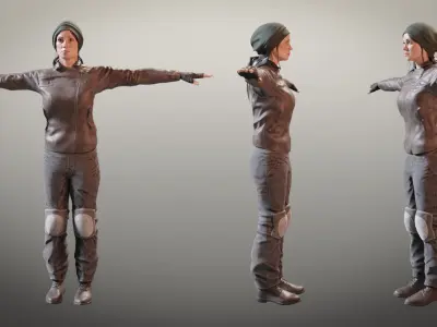 Female Characters Game-Ready pack Low-poly 3D model