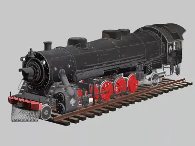 Steam Locomotive Old Train Low Poly 3D Model Low-poly 3D model