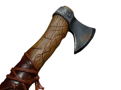 Realistic LowPoly Viking Axe Low-poly 3D model