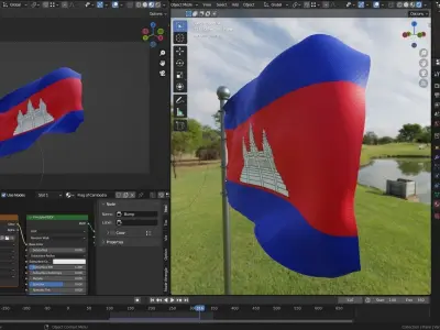 Animated Cambodia Flags 3D model