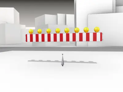 Construction Barrier 6 with animated lights 600-36 250x2400mm Low-poly 3D model