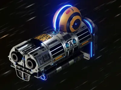 Galactic Core spaceship Low-poly 3D model