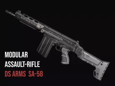 Modular assault rifle DS Arms SA 58 FAL Low-poly 3D model