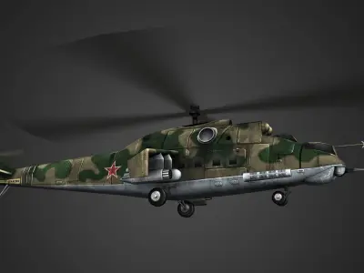 Mi-24 Hind Helicopter Low-poly 3D model