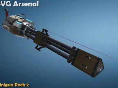 Minigun pack 2 Low-poly 3D model