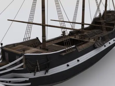 Sailing ship Low-poly 3D model
