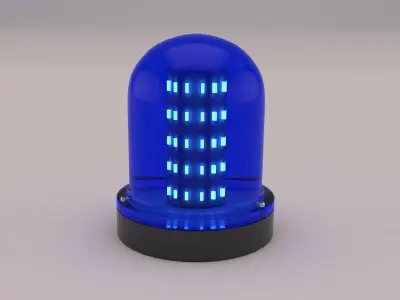 Warning Light Blue Orange Red Low-poly 3D model