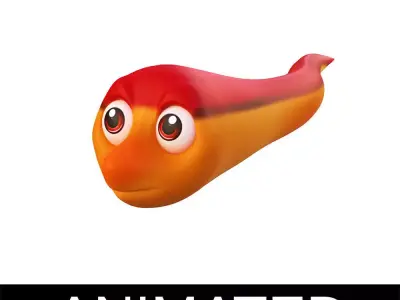 Swamp Eel Fish Cartoon Animated Low-poly 3D model