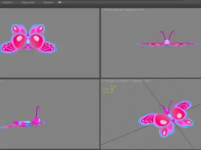 Cartoon butterfly - purple Low-poly 3D model