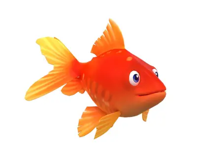 Common Gold Fish Cartoon Animated Low-poly 3D model