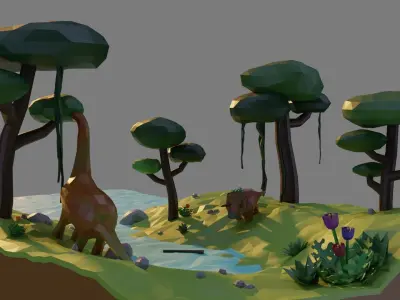 Dinosaur Board Low-poly 3D model