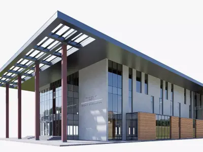 Modern realistic 3d building Low-poly 3D model