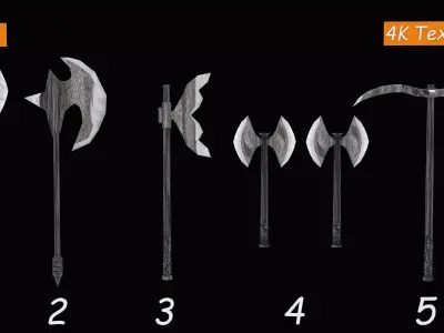Axe Weapon Pack 5 in 1 Free low-poly 3D model