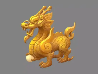 Cartoon Golden Dragon Sculpture - Dragon Ball Low-poly 3D model