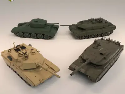 Low Poly Tank Pack 01 3D Model Collection