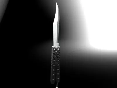 Balisong Butterfly Knife With Plastic Handle Low-Poly Game Ready Low-poly 3D model