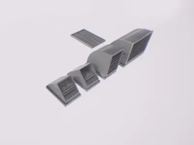 roof mashines system 20 elements lowpoly y Low-poly 3D model