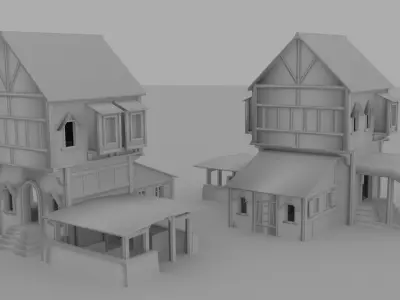 Medieval Big House Low-poly 3D model