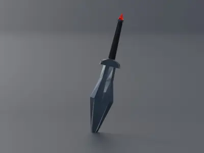 Battle dagger with ruby Low-poly 3D model