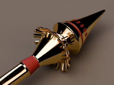 Red Gem Staff Free 3D model