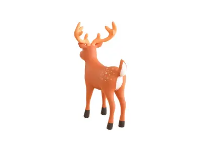 Cartoon Reindeer 4 Cute  Low-poly 3D model