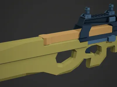 Stylized FN P90 SMG Low Poly Mobile Ready Low-poly 3D model