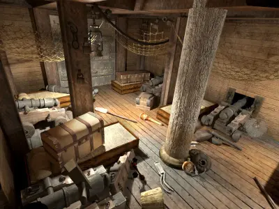 Cabin to sleep pirate ship 3D model