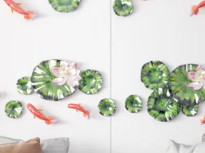 Wall Lotus Pendant Modern Goldfish 3D model
