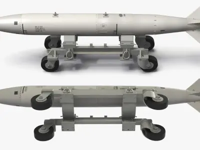 Nuclear Aircraft Bomb with Transport Trolley 3D model purchase