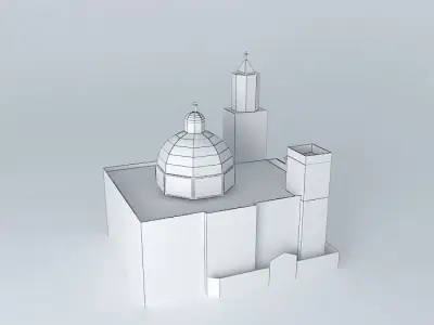 Sanctuary model building with dome on top 3D model