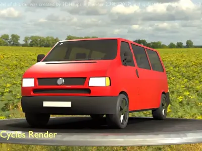 City Car 31 Commercial Minibus Type-C Red Low-poly 3D model