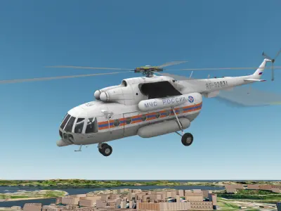 Mi-8MTV Russian Emercom Animated Low-poly 3D model