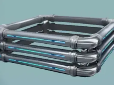 Sci-Fi Industrial Modular Pipeline Set  Low-poly 3D model