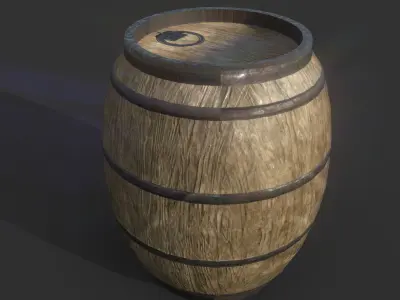 Low Poly Wooden Barrel Free low-poly 3D model buy
