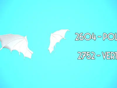 DEMON WINGS CARTOON STYLIZED REALISTIC Low-poly 3D model