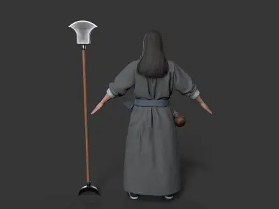 ancient chinese warrior character Low-poly 3D model