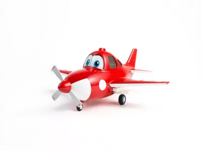 Red Toy Airplane model pack Low-poly 3D model