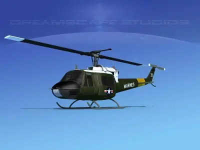 Bell UH-1B Iroquois V13 US Marines 3D model