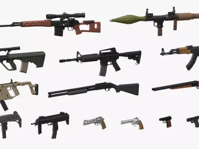 Low-Poly Weapons Pack Low-poly 3D model