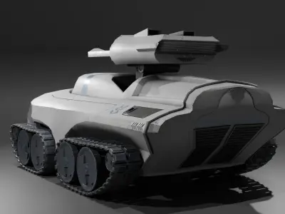 Futuristic Sci-fi Modern War Tank White Low-poly 3D model