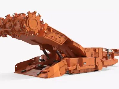 Underground Miner Vehicle for Tunnel Excavation Orange Rigged 3D model