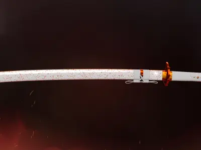 Kyojuro Rengoku Katana - Kimetsu no Yaiba Fanart Free 3D model