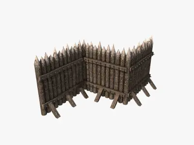 Stockade construction kit Low-poly 3D model