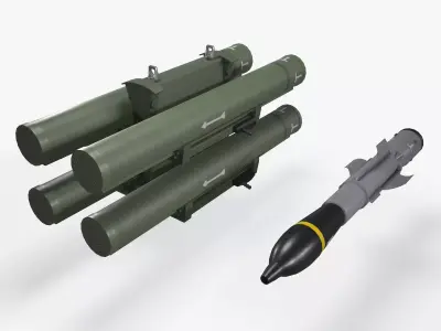  Launcher HOT 3 With Missile Low-poly 3D model