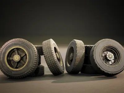 Truck wheels Low-poly 3D model