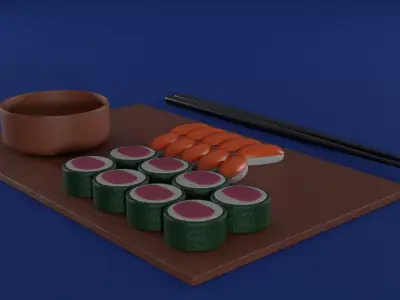 Cartoon sushi set 3D model 3D model