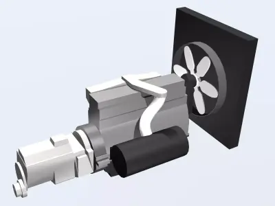 Simple low-detail diesel engine Low-poly 3D model