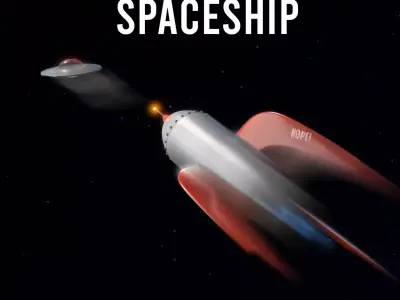 Spaceship and UFO Low-poly 3D model